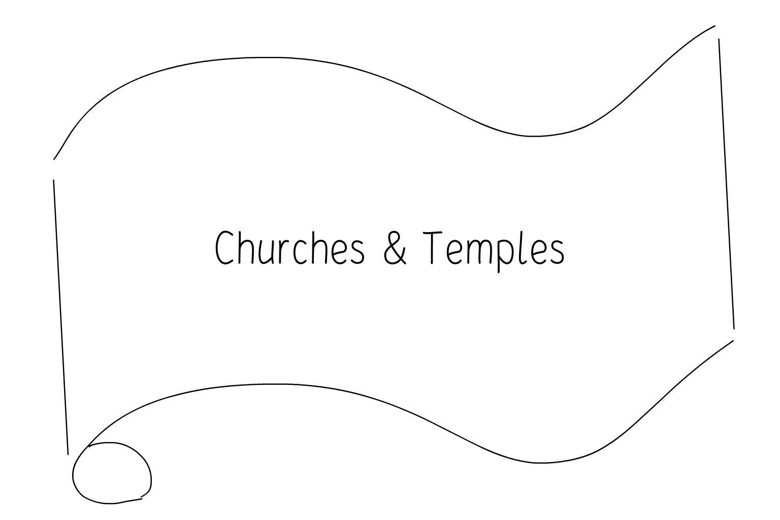 Illustration of wedding church and temple