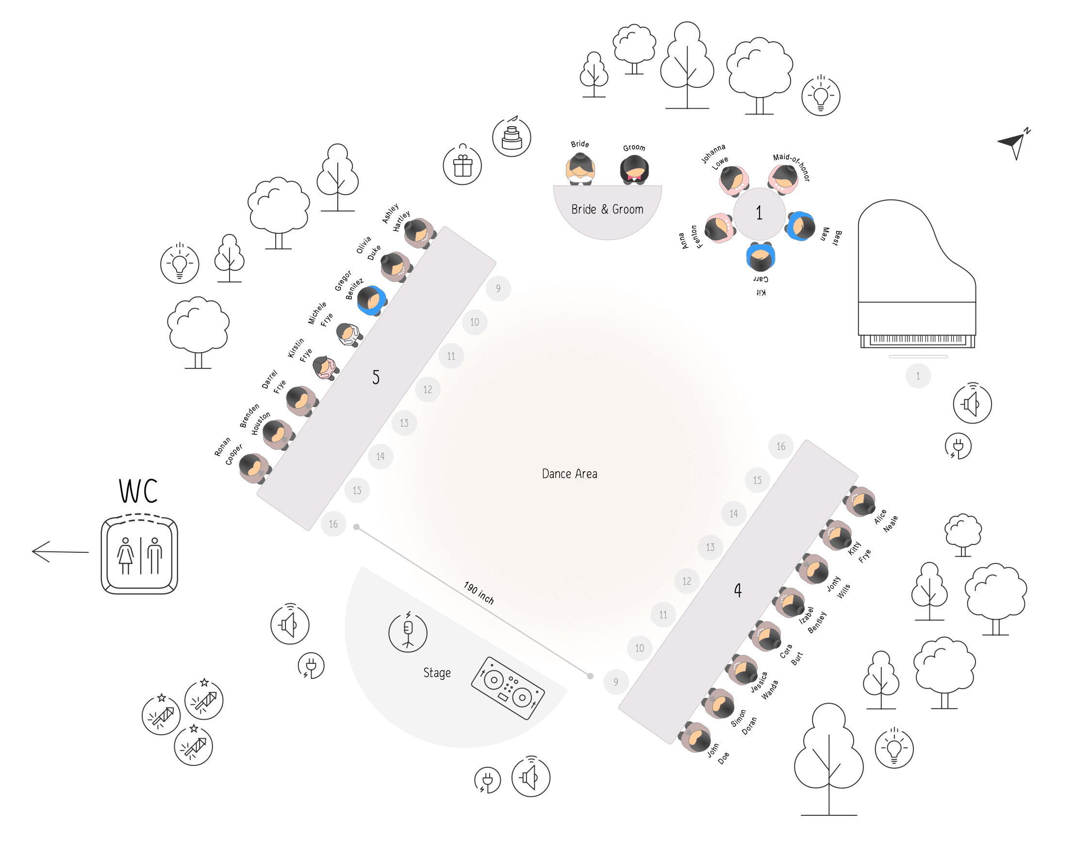 Ilustración plano de asientos resultado