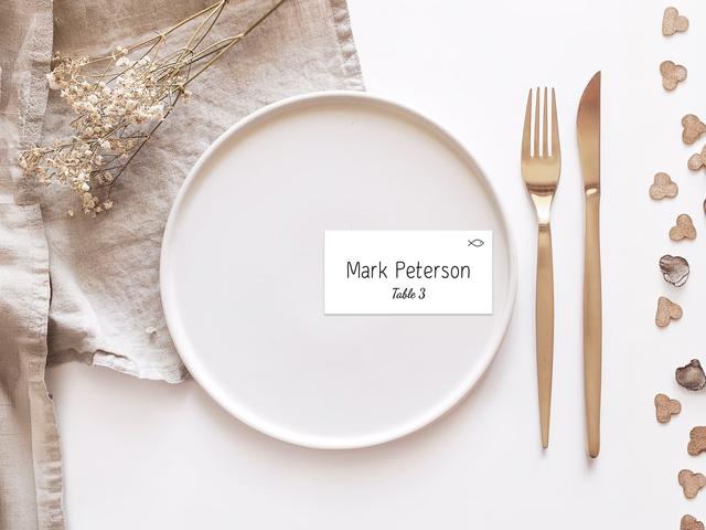 Create a warm and inviting table setting with these minimalist place cards, paired with modern gold flatware and natural elements. Perfect for weddings or intimate gatherings, these personalized cards add a thoughtful touch, ensuring guests feel special while complementing your elegant décor.