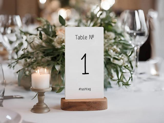 Voeg een vleugje elegantie toe aan je evenement met deze prachtig bewerkte tafelnummerdisplay. In combinatie met zacht kaarslicht en weelderig groen creëer je een warme en uitnodigende sfeer die perfect is voor bruiloften of verfijnde bijeenkomsten. Vereenvoudig de zitplaatsen en verfraai je decor met stijl en charme.