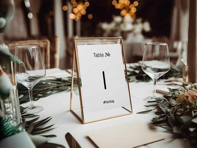 Add a touch of luxury to your event with this elegant gold-framed table number display. Perfect for weddings or upscale gatherings, it beautifully complements any décor while helping guests find their seats with ease and style.