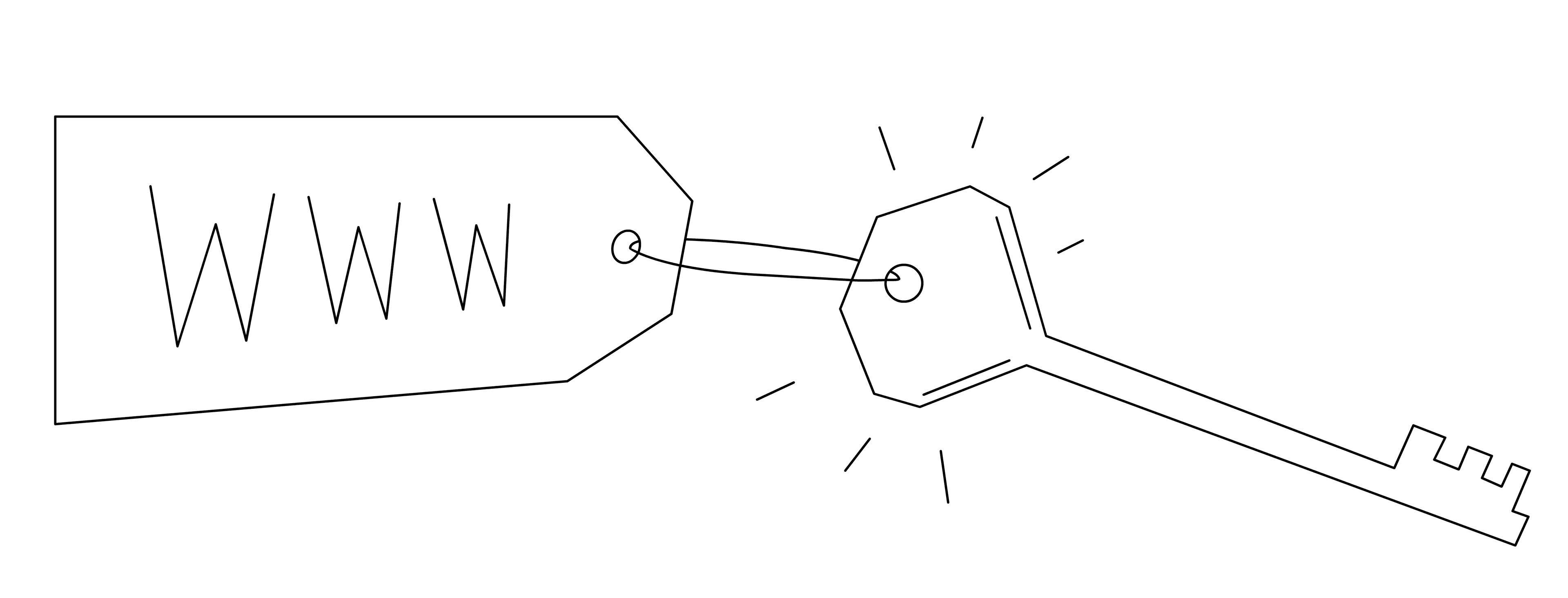 En illustration av en nyckel med en tagg märkt "WWW", som symboliserar en webbplatsbyggare för bröllop