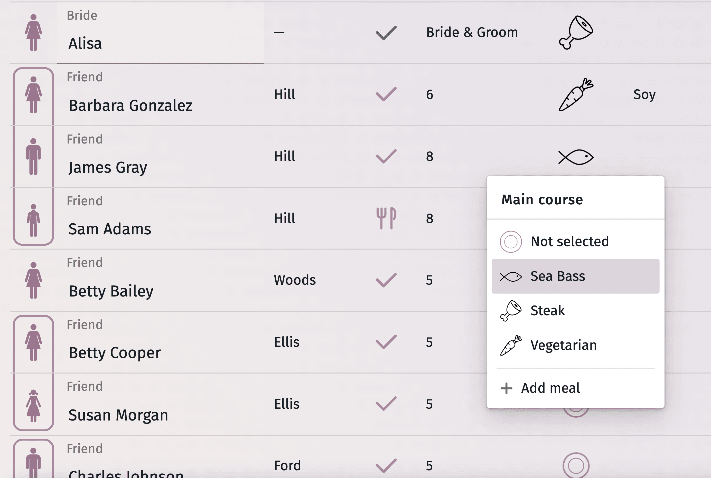 Affichage haute résolution d'un appareil mobile présentant une interface conviviale d'une application de planification de mariage.