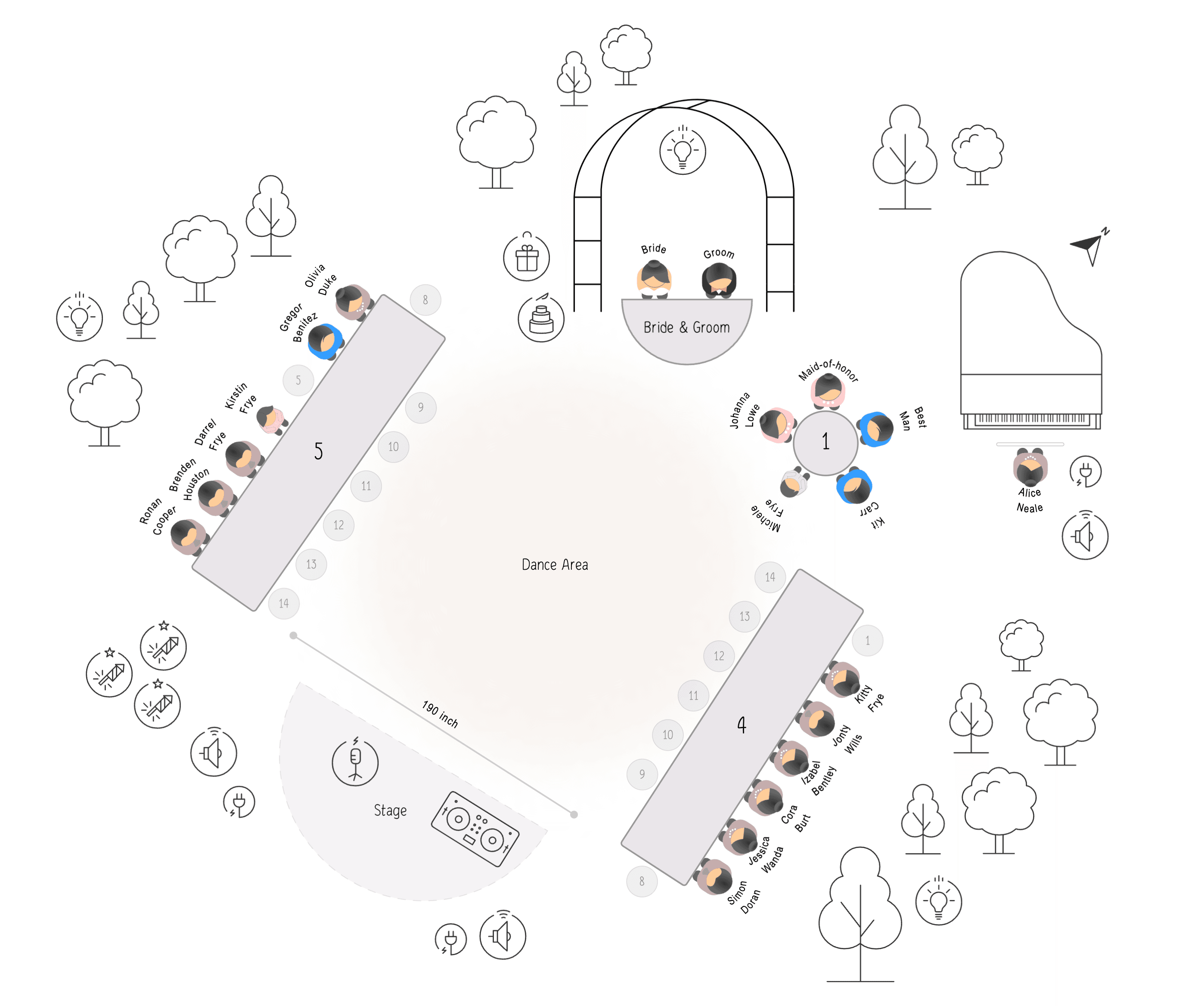 Template of wedding seating chart board