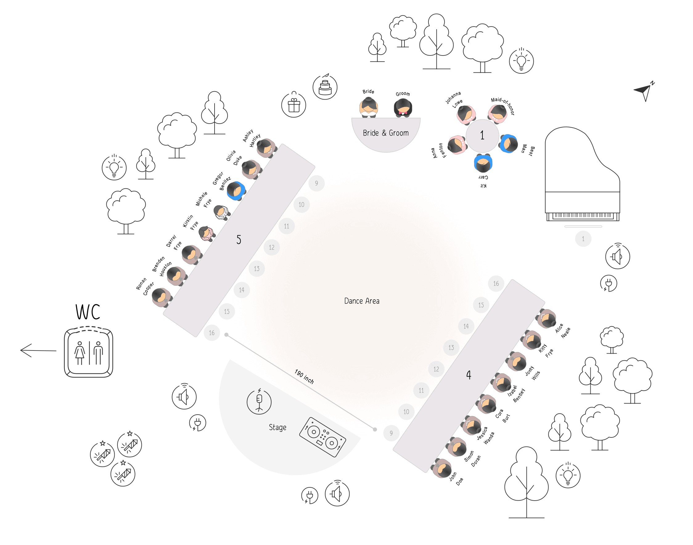 Illustration du résultat du plan de salle