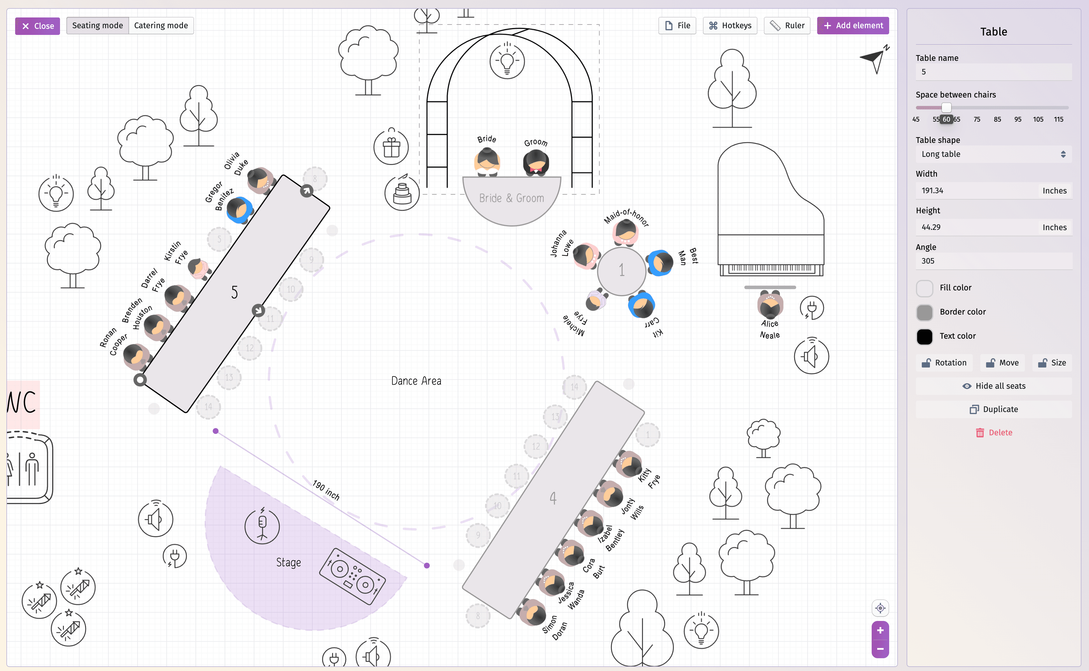 Modèle de plan de table de mariage excel