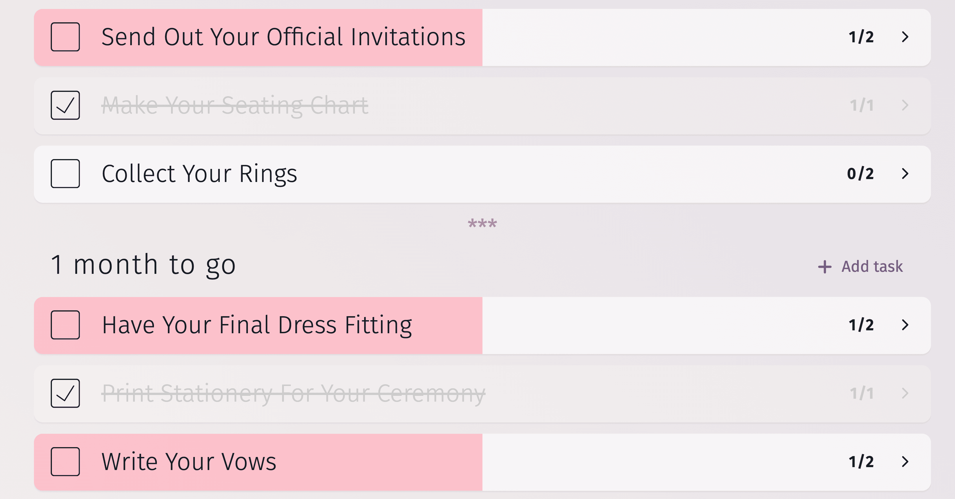 Infographic of a chronological wedding preparation checklist.