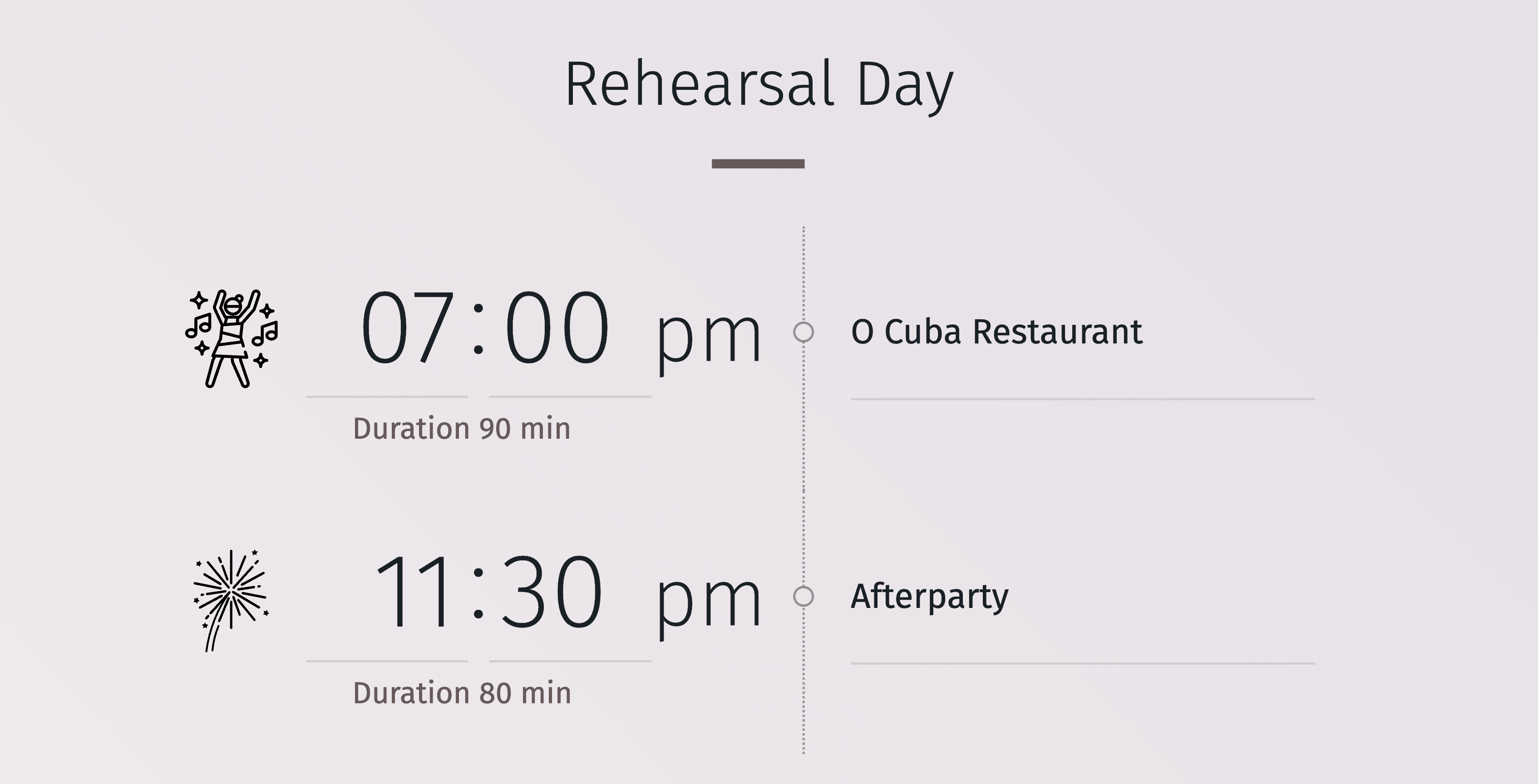 Customizable wedding timeline template displayed on a screen.