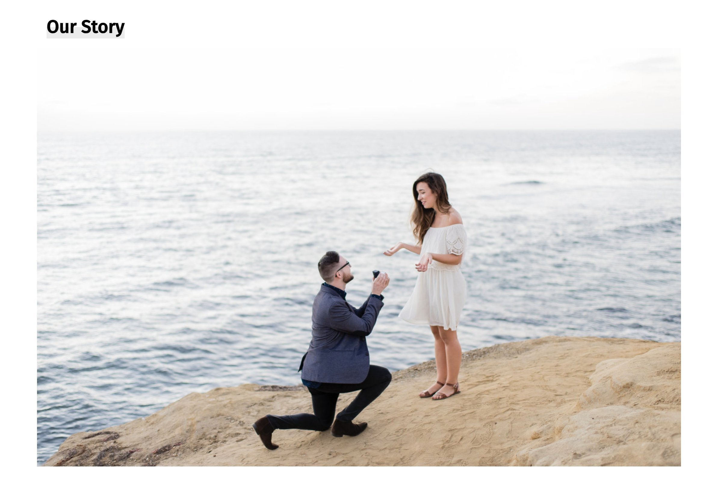 Immagine che ritrae una coppia durante un'accorata proposta di matrimonio, con l'uomo che si inginocchia e presenta un anello, simbolo dell'inizio della loro storia d'amore