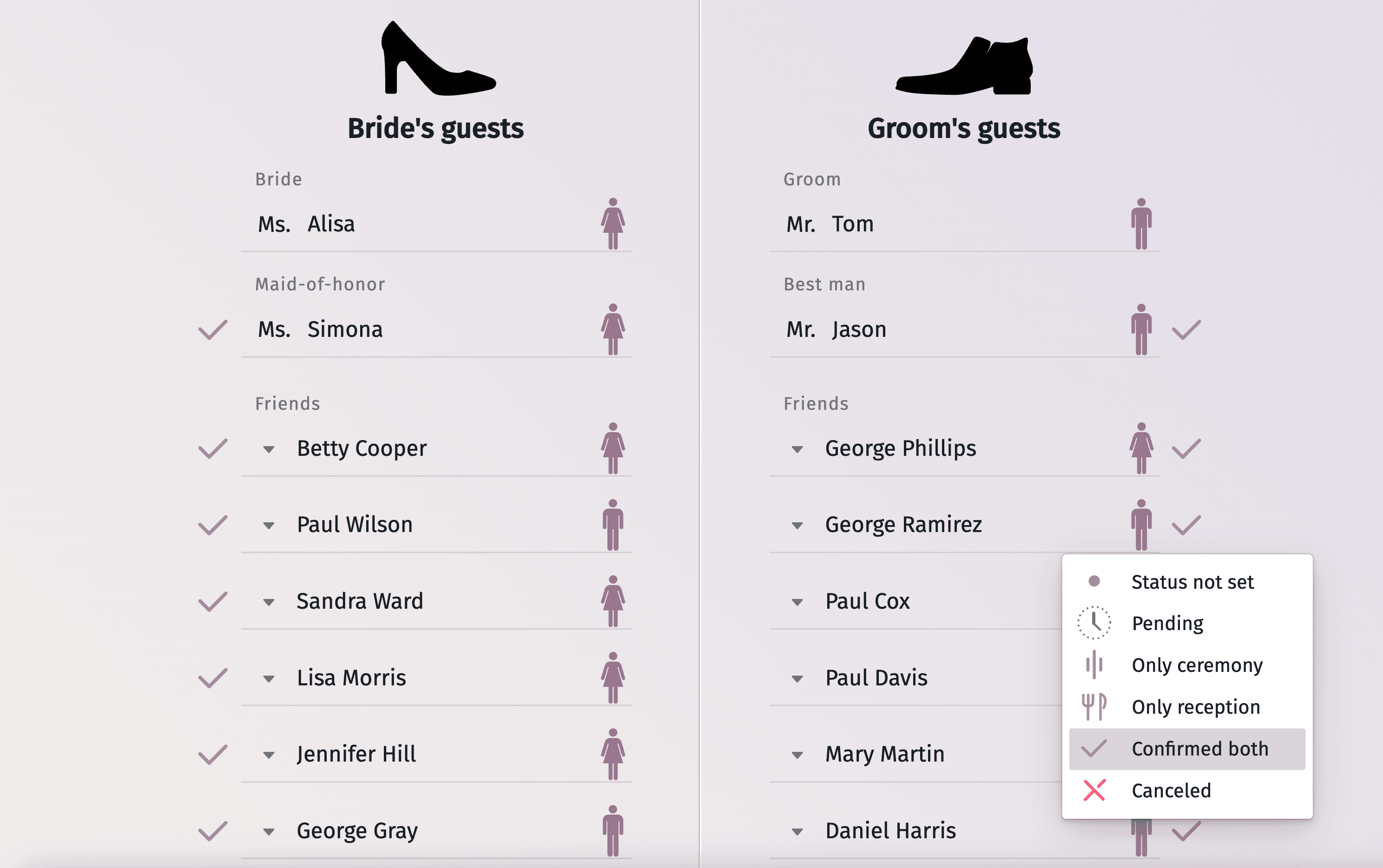 Comparative analysis chart of essential features across multiple wedding planning applications