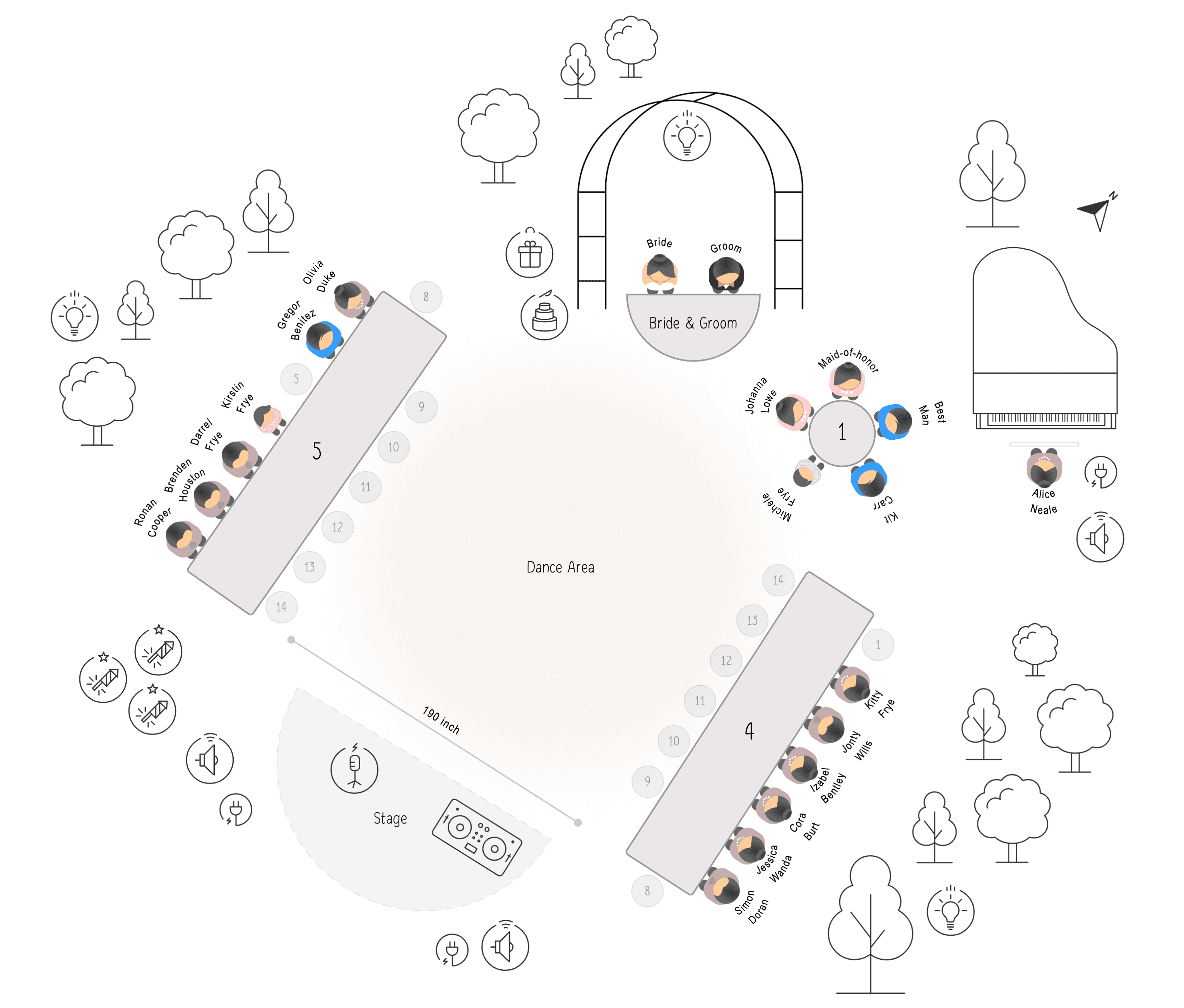 Modèle de plan de table pour la réception