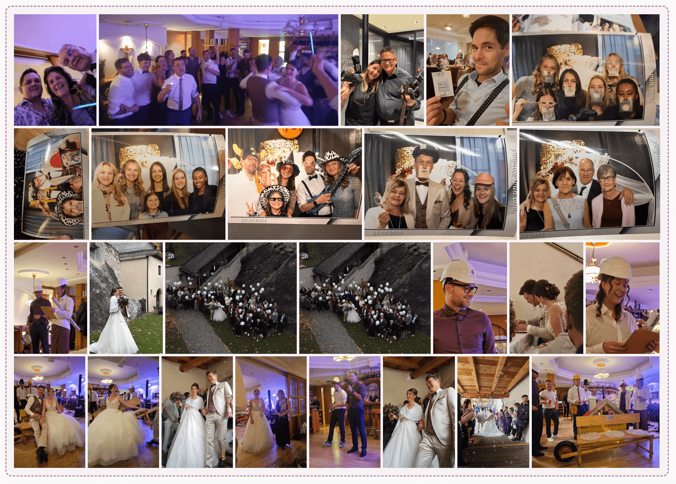 Rozhranie aplikácie na zdieľanie svadobných fotografií zobrazujúce nahrávanie hostí a správu galérie