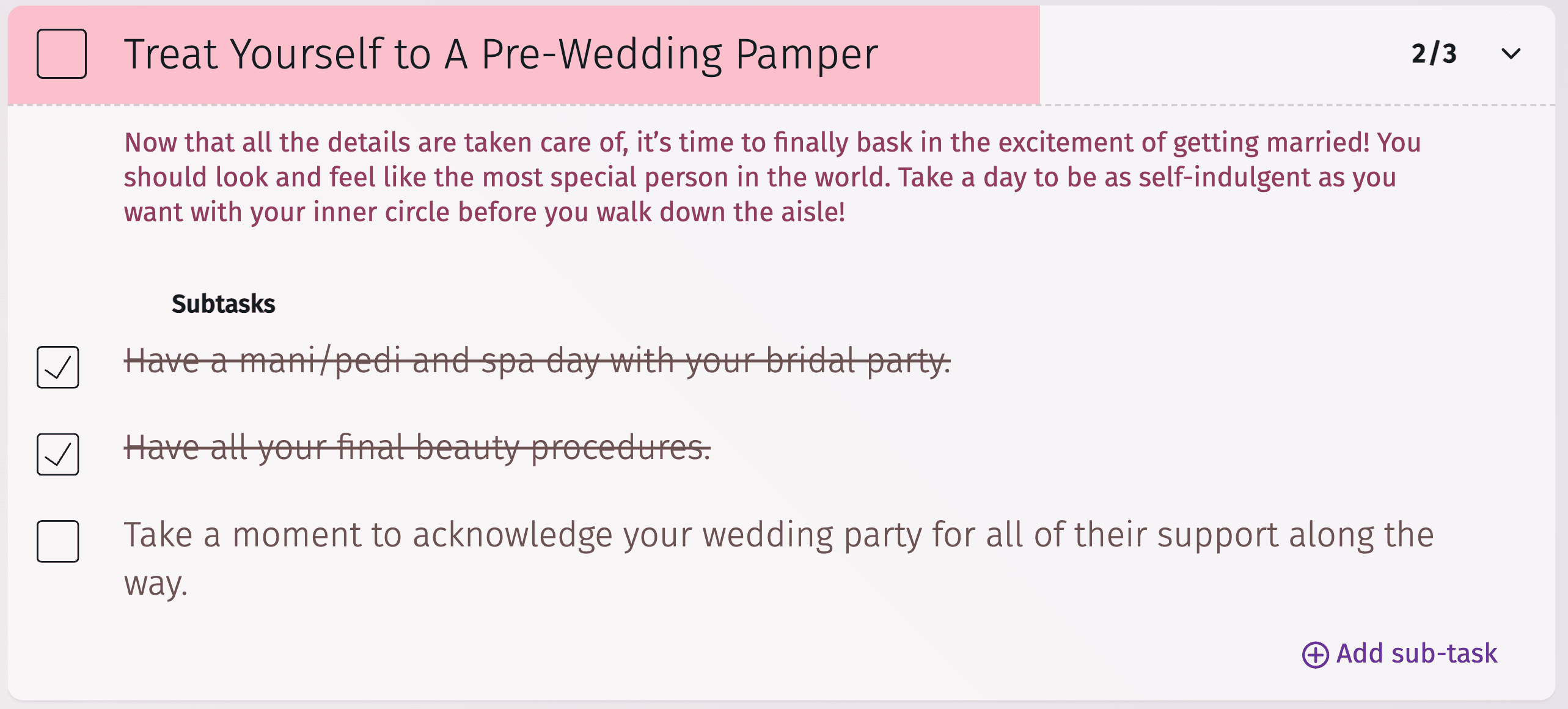 Exemple de liste de contrôle pour une réception de mariage