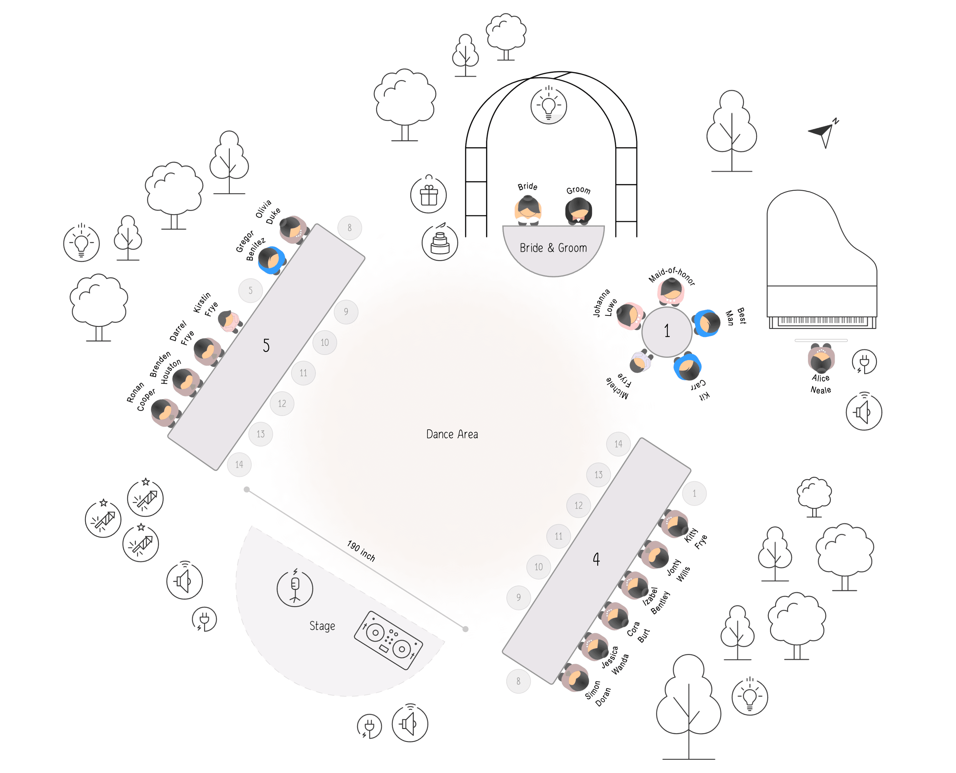 Template of wedding seating chart poster