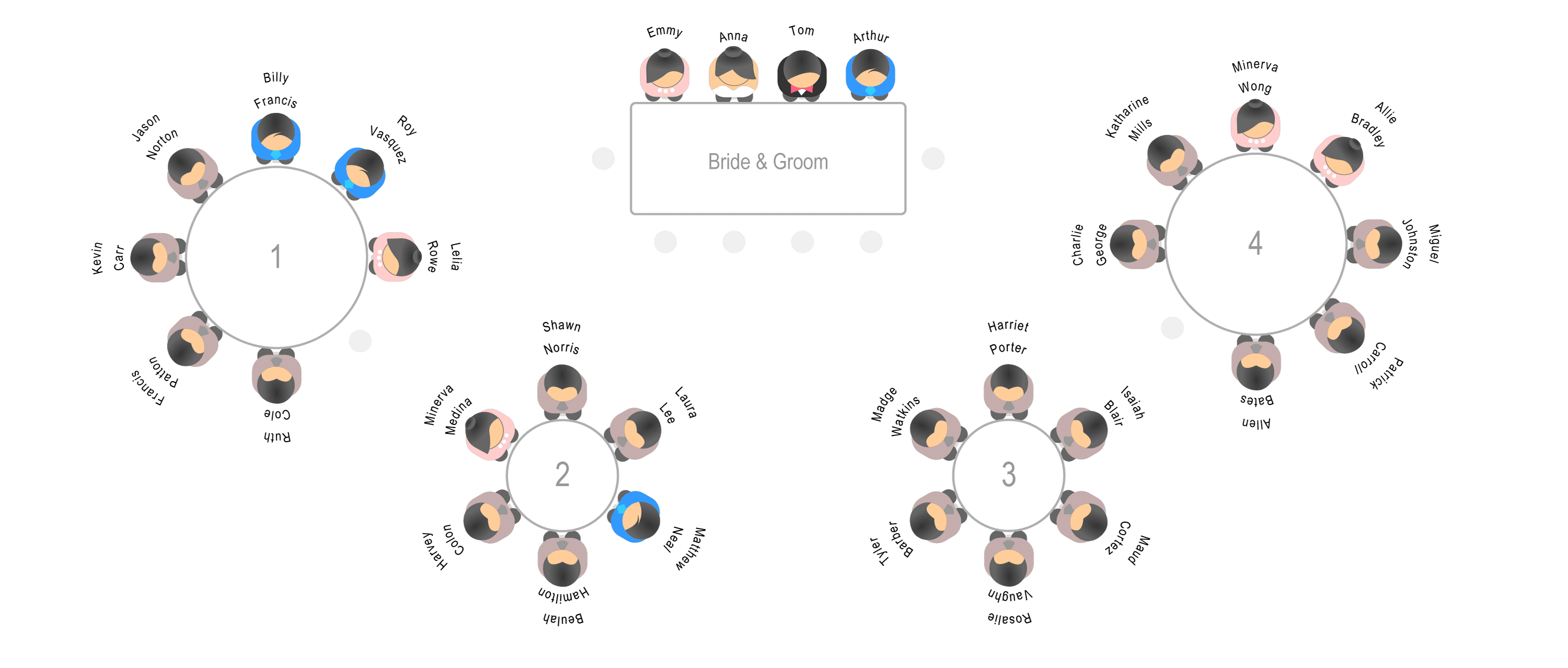 Illustration seating chart catering