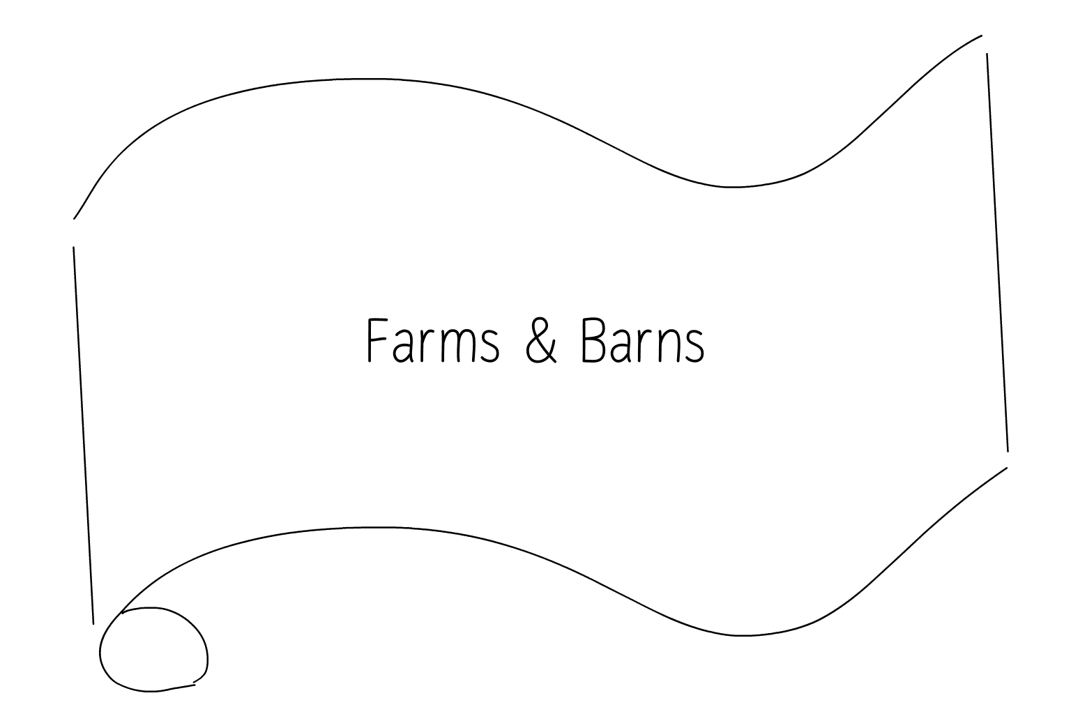 Illustration of wedding farms and barns