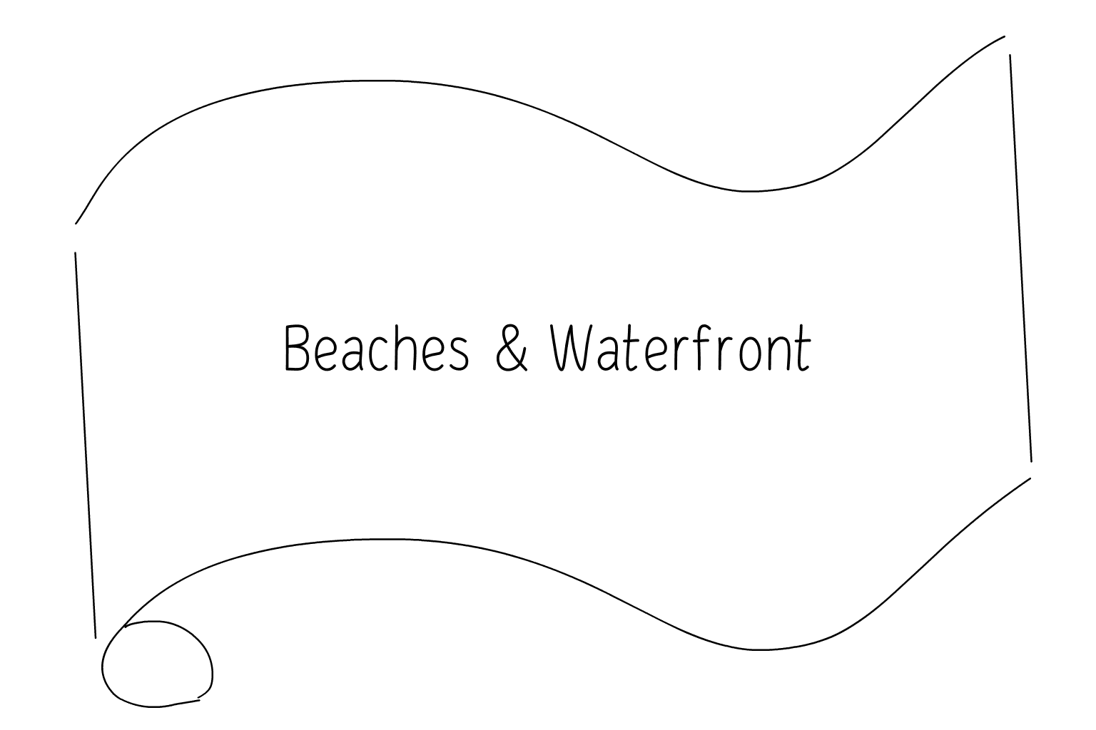 Ilustrace svatebního místa na pláži a na nábřeží